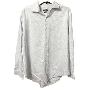 Van Heusen White Navy Blue Pattern button down Long‎ Sleeves